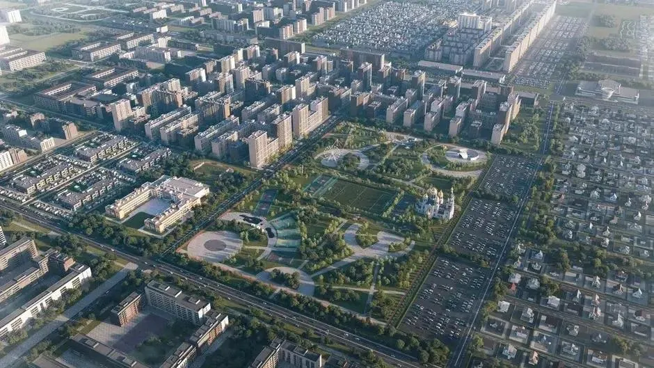 Новая зона отдыха возле улицы Дорожной между микрорайоном Любимово и посёлком Индустриальный предложена с амфитеатром, игровыми и спортивными площадками, скейт-парком, местами для барбекю и зоной для выгула собак.